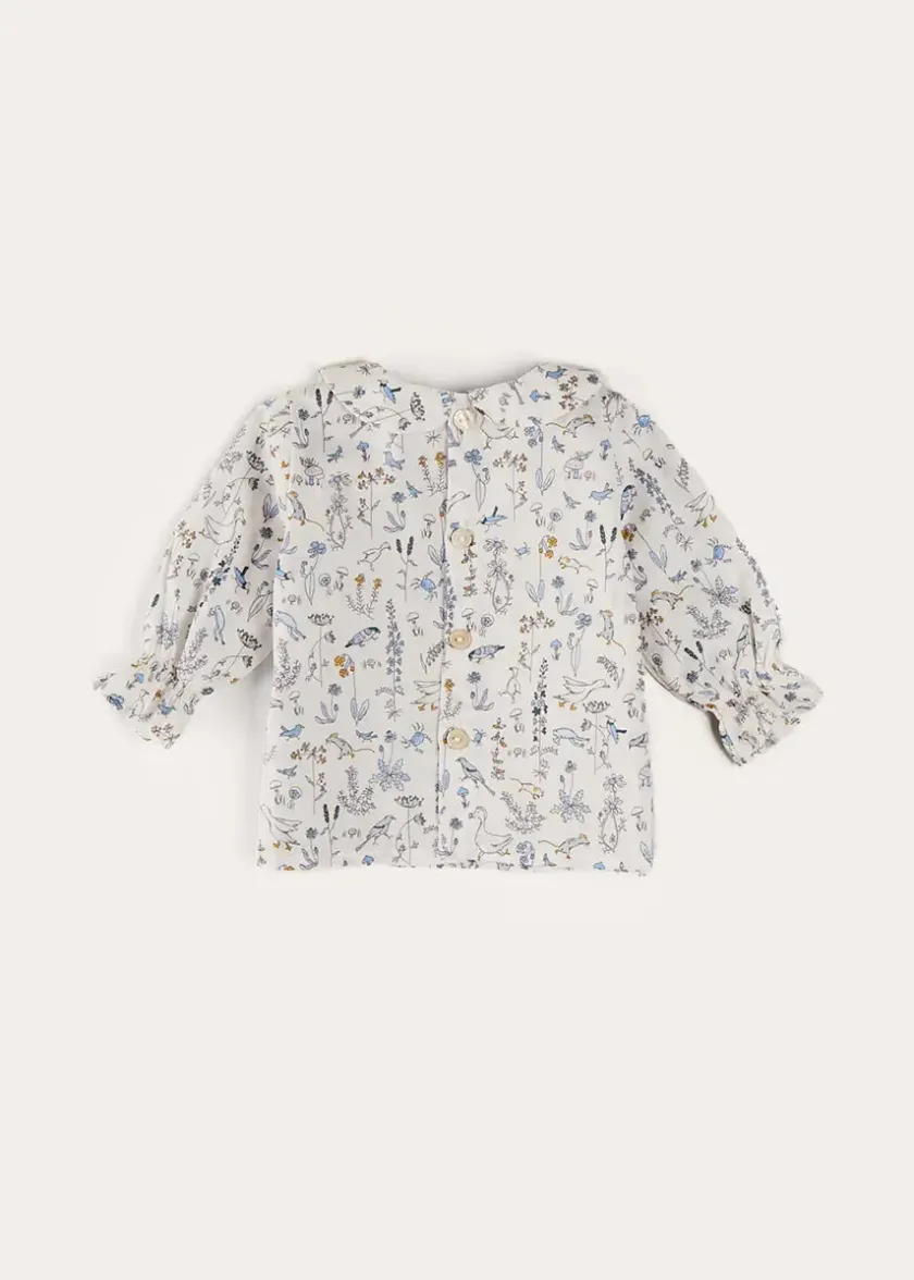 Blouses | Pepa London Ellis Floral Long Sleeve Blouse in Blue Made with Liberty Fabric (1-12m)