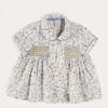 Tops & Shirts | Shirts | Pepa London Ellis Liberty Print Hand Smocked Short Sleeve Shirt in Blue (6mths-4yrs)