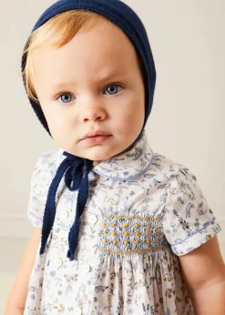 Tops & Shirts | Shirts | Pepa London Ellis Liberty Print Hand Smocked Short Sleeve Shirt in Blue (6mths-4yrs)