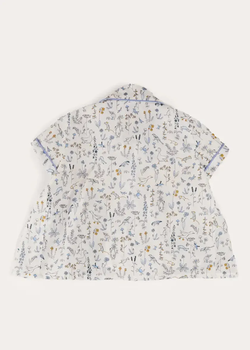 Tops & Shirts | Shirts | Pepa London Ellis Liberty Print Hand Smocked Short Sleeve Shirt in Blue (6mths-4yrs)