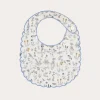 Bibs | Bibs | Pepa London Ellis Rounded Bib with Embroidery in Blue Made with Liberty Fabric