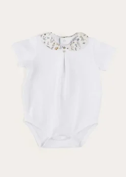 Bodysuits & Baby Grows | Pepa London Ellis Short Sleeve Bodysuit with Printed Collar Made with Liberty Fabric (1m-2yrs)