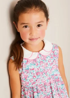 Up To 12 Years | Dresses | Pepa London Eloise Floral Scallop Collar Sleeveless Dress in Pink (4-12yrs)