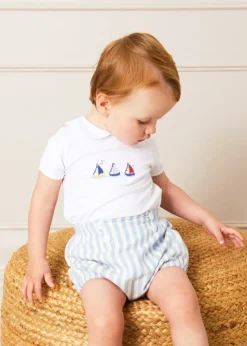 Tops & Bodysuits | Bodysuits & Baby Grows | Pepa London Embroidered Boat Motif Peter Pan Collar Bodysuit in White (1mth-3yrs)