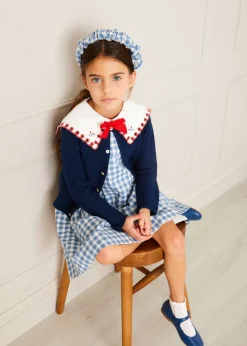 Up To 12 Years | Dresses | Pepa London Embroidered Gingham Sleeveless Dress in Blue (12mths-12yrs)