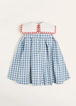 Up To 12 Years | Dresses | Pepa London Embroidered Gingham Sleeveless Dress in Blue (12mths-12yrs)