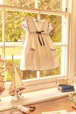 Dresses | Dresses | Pepa London Embroidered Mariner Collar Short Sleeve Dress in White (12mths-10yrs)