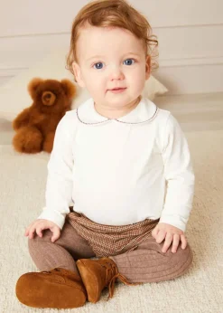 Tops & Bodysuits | Bodysuits & Baby Grows | Pepa London Embroidered Peter Pan Collar Long Sleeve Bodysuit in Burgundy (1mth-3yrs)