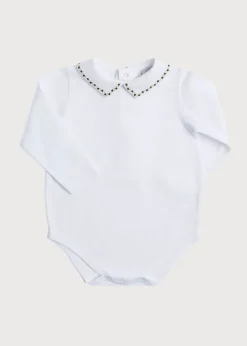 Tops & Bodysuits | Tops | Pepa London Embroidered Polo Collar Bodysuit in White (0mths-3yrs)