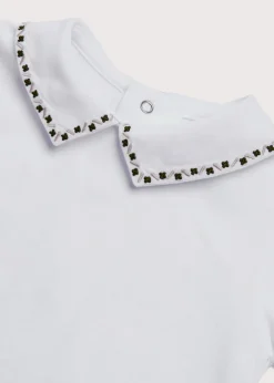 Tops & Bodysuits | Tops | Pepa London Embroidered Polo Collar Bodysuit in White (0mths-3yrs)