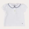 Tops & Blouses | Pepa London Embroidered Scallop Collar Short Sleeve Polo Shirt in Navy (2-10yrs)