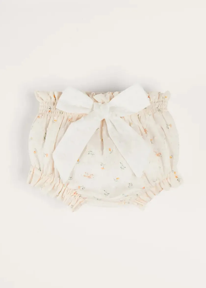 Bloomers & Shorts | Bloomers & Pants | Pepa London Esme Floral Bow Detail Bloomers in White (1-12mths)