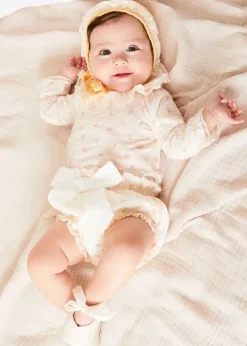 Bloomers & Shorts | Bloomers & Pants | Pepa London Esme Floral Bow Detail Bloomers in White (1-12mths)
