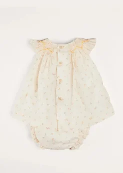 Dresses | Dresses | Pepa London Esme Floral Hand Smocked Sleeveless Dress With Bloomers in White (1-12mths)