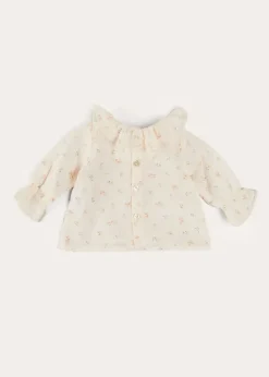 Blouses | Pepa London Esme Floral Ruffle Collar Long Sleeve Blouse in White (1-12mths)