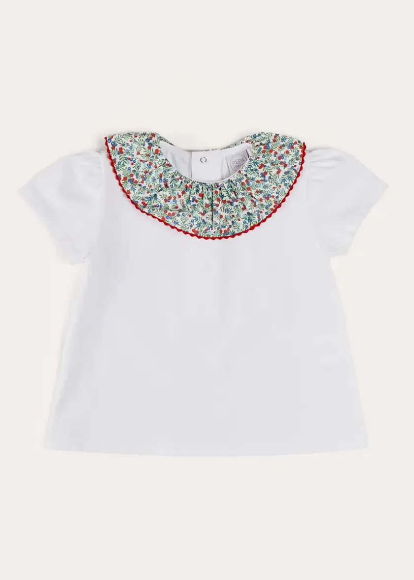 Tops & Blouses | Tops & Bodysuits | Pepa London Evelyn Floral Ruffle Collar Top in Red (2-10yrs)