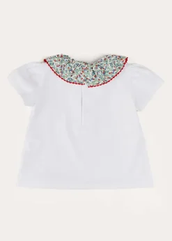 Tops & Blouses | Tops & Bodysuits | Pepa London Evelyn Floral Ruffle Collar Top in Red (2-10yrs)