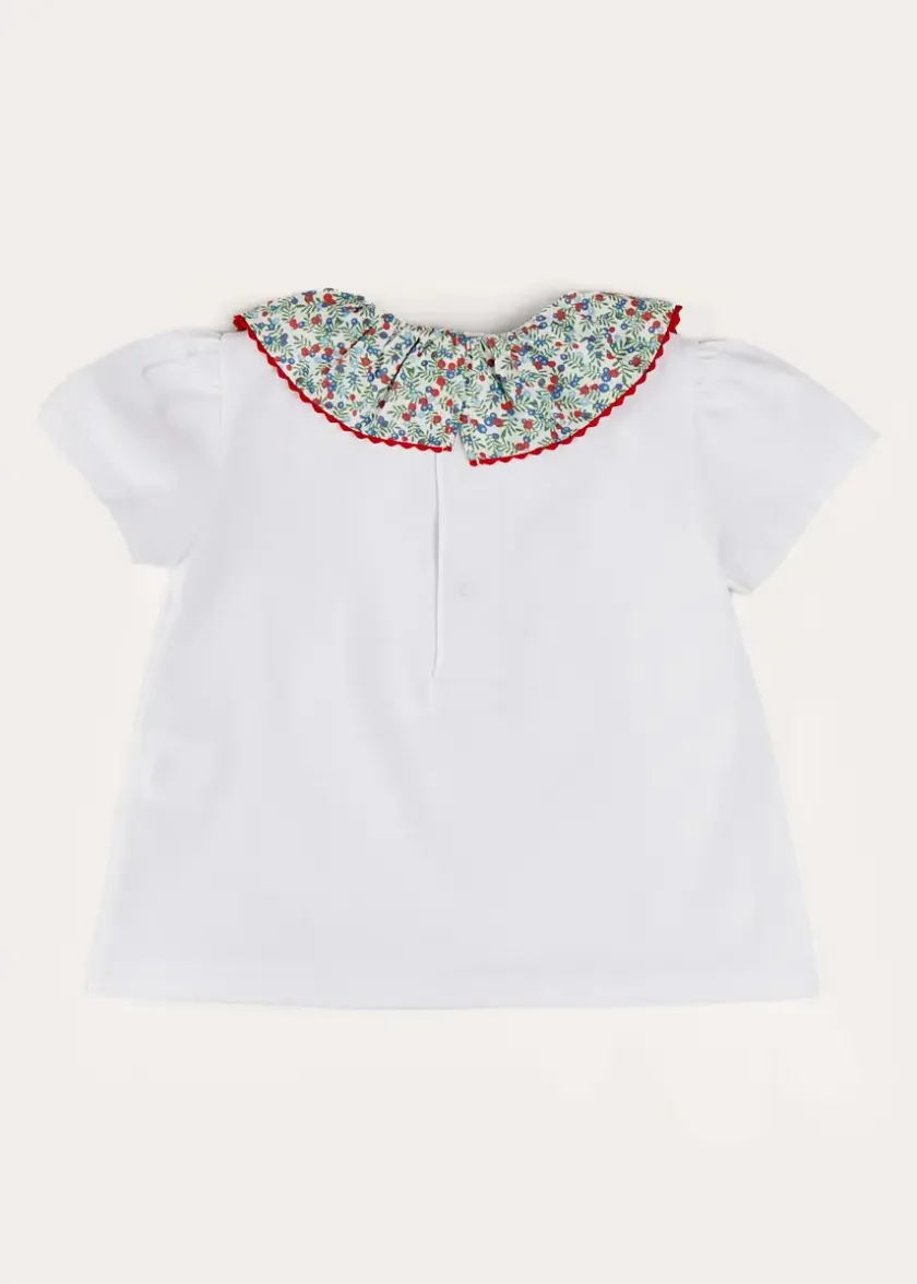 Tops & Blouses | Tops & Bodysuits | Pepa London Evelyn Floral Ruffle Collar Top in Red (2-10yrs)