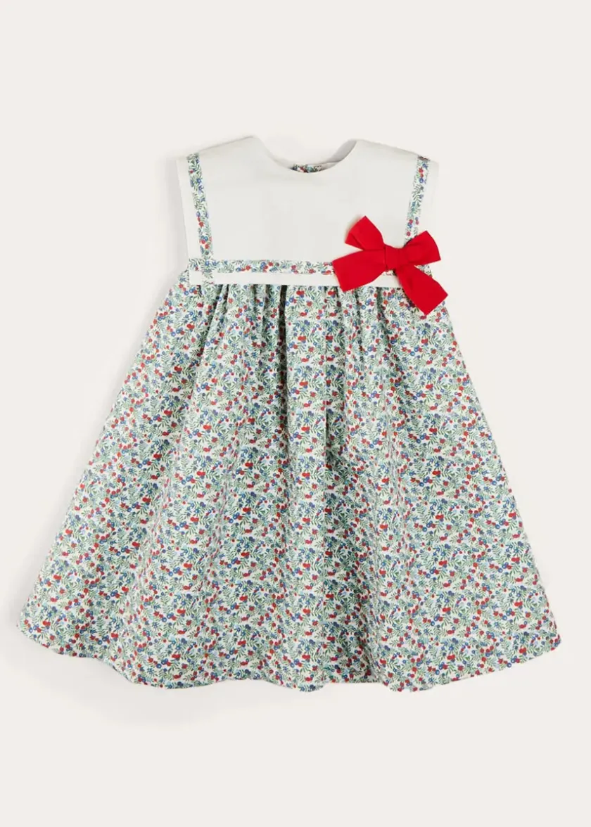 Dresses | Dresses | Pepa London Evelyn Floral Sleeveless Bow Detail Trapeze Dress in Red (12mths-8yrs)