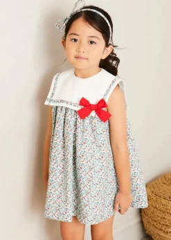 Dresses | Dresses | Pepa London Evelyn Floral Sleeveless Bow Detail Trapeze Dress in Red (12mths-8yrs)
