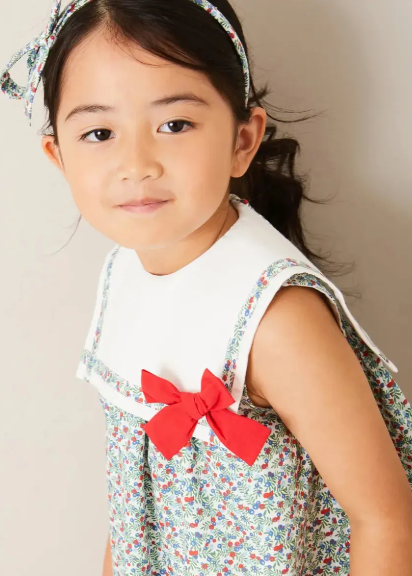 Dresses | Dresses | Pepa London Evelyn Floral Sleeveless Bow Detail Trapeze Dress in Red (12mths-8yrs)