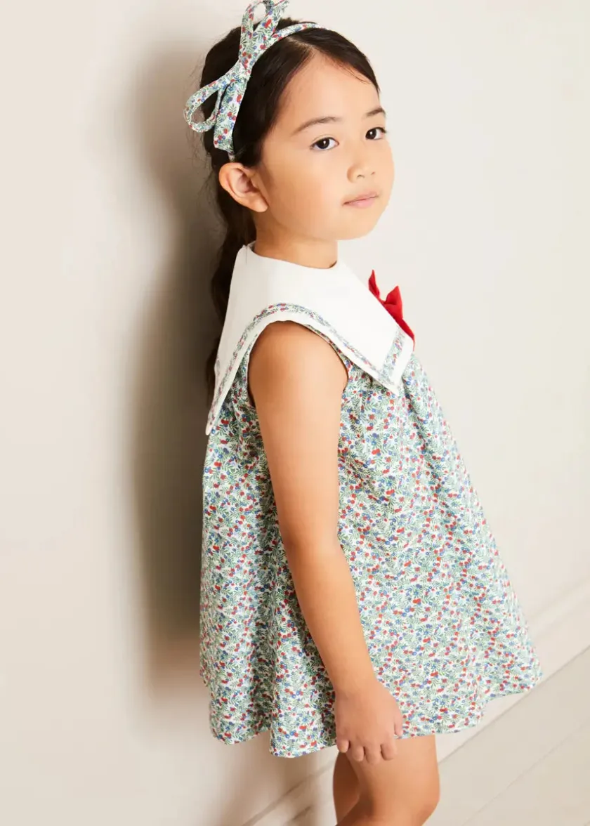 Dresses | Dresses | Pepa London Evelyn Floral Sleeveless Bow Detail Trapeze Dress in Red (12mths-8yrs)