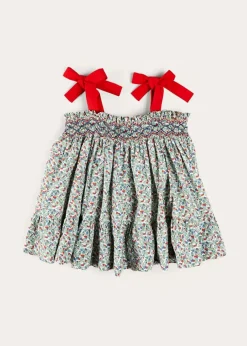 Tops & Blouses | Pepa London Evelyn Floral Smock Detail Tie Strap Blouse in Red (4-10yrs)