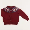 Knitwear & Cardigans | Knitwear & Cardigans | Pepa London Fair Isle Cardigan in Burgundy (12mths-10yrs)
