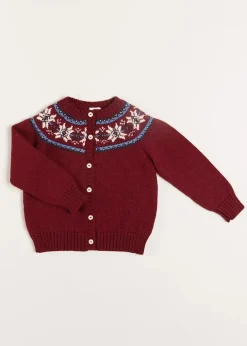 Knitwear & Cardigans | Knitwear & Cardigans | Pepa London Fair Isle Cardigan in Burgundy (12mths-10yrs)