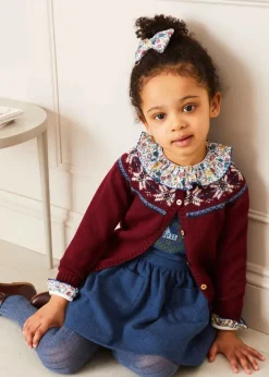 Knitwear & Cardigans | Knitwear & Cardigans | Pepa London Fair Isle Cardigan in Burgundy (12mths-10yrs)