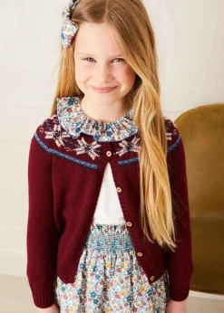 Knitwear & Cardigans | Knitwear & Cardigans | Pepa London Fair Isle Cardigan in Burgundy (12mths-10yrs)