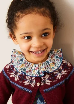 Knitwear & Cardigans | Knitwear & Cardigans | Pepa London Fair Isle Cardigan in Burgundy (12mths-10yrs)