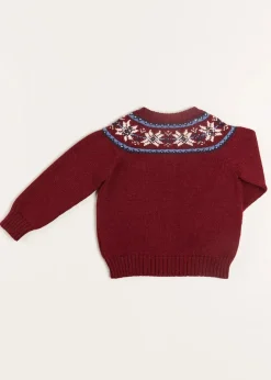 Knitwear & Cardigans | Knitwear & Cardigans | Pepa London Fair Isle Cardigan in Burgundy (12mths-10yrs)