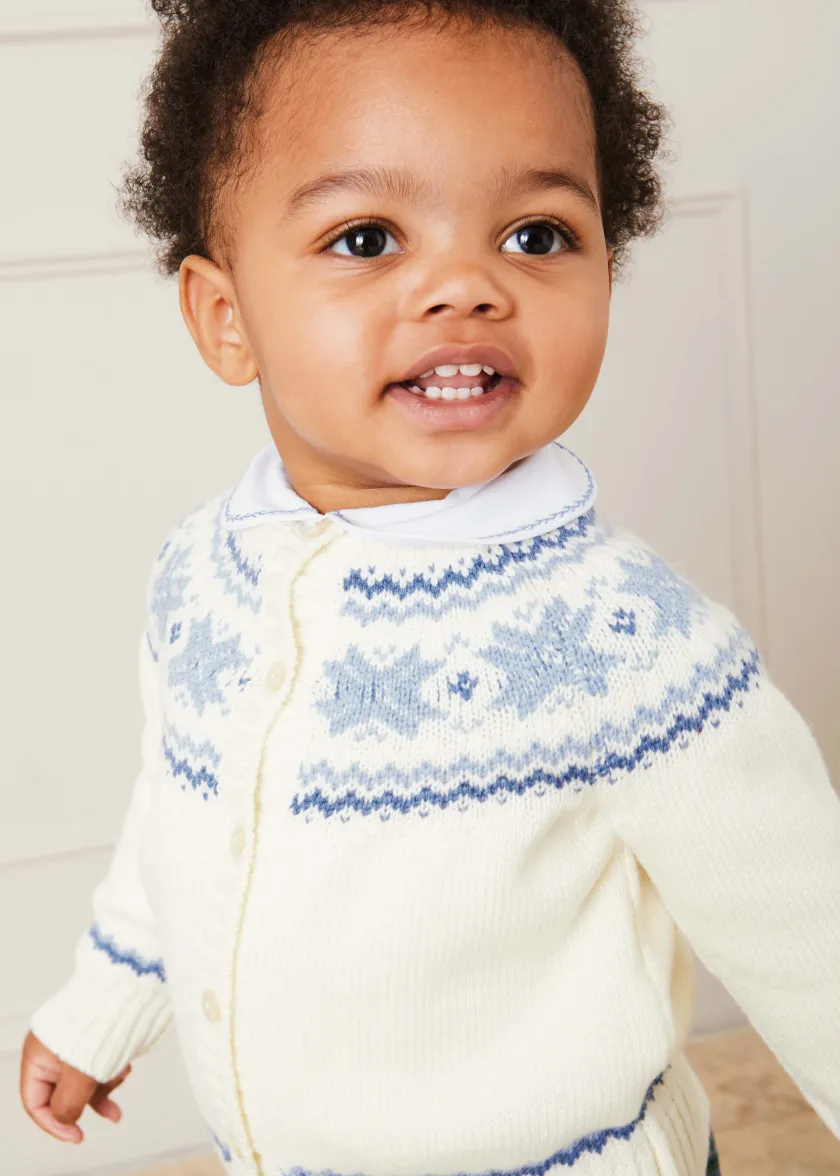 Knitwear & Cardigans | Knitwear & Cardigans | Pepa London Fair Isle Cardigan in Cream (6mths-3yrs)