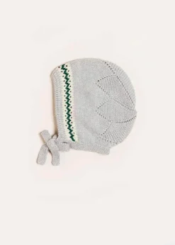 Bonnets & Booties | Bonnets & Booties | Pepa London Fair Isle Detail Knitted Bonnet in Grey (S-L)