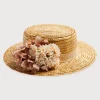 Hair Accessories | Hats | Pepa London Faux Flower Straw Boater Hat in Pink