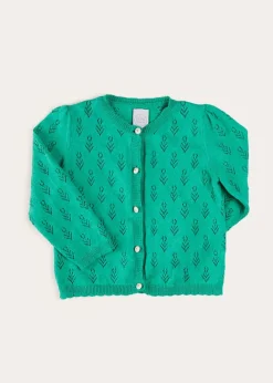 Knitwear & Cardigans | Knitwear & Cardigans | Pepa London Floral Openwork Cotton Cardigan in Green (2-10yrs)