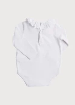 Tops & Bodysuits | Bodysuits & Baby Grows | Pepa London Frill Collar Long Sleeve Bodysuit in White (0mths-3yrs)