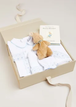 Knitwear & Cardigans | First Outfits | Pepa London Gift boxes | Blue Hand Smocked Cotton All-in-One (1-18mths) | Newborn Hat with Blue Hand Smocked Detail (0-3mths) | Blue Hand Smocked Bib | Blue Hand Smocked Towel | Blue Hand Smocked Mittens