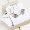Curated Gift Boxes | Pepa London Gift boxes | Embroidered Polo Collar Bodysuit in White (0mths-3yrs)