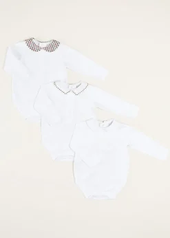 Curated Gift Boxes | Pepa London Gift boxes | Embroidered Polo Collar Bodysuit in White (0mths-3yrs)