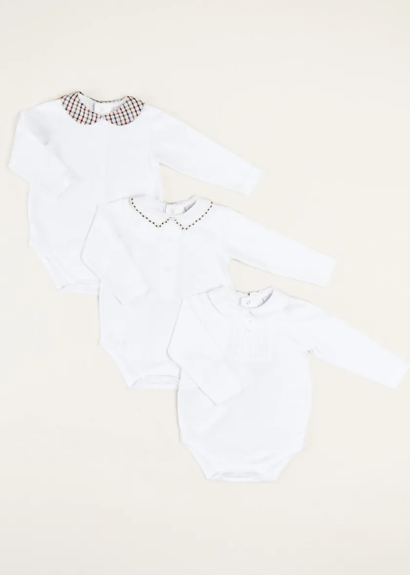 Curated Gift Boxes | Pepa London Gift boxes | Embroidered Polo Collar Bodysuit in White (0mths-3yrs)