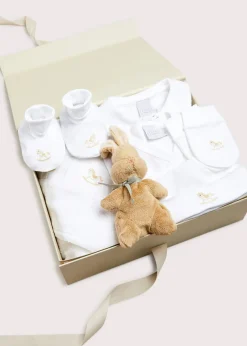 Knitwear & Cardigans | First Outfits | Pepa London Gift boxes | Newborn All-In-One With Rocking Horse Embroidery In Beige (1-6mths) | Newborn Side Tie Bodysuit With Rocking Horse Embroidery Beige (1-6mths) | Newborn Towel with Rocking Horse Embroidery In Beige | Newborn Bonnet with Rocking Horse Embroidery Beige (0-3mths) | White Bib with Beige Embroidered Rocking Horse