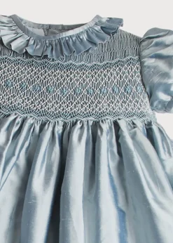 Dresses | Dresses | Pepa London Girls Silk Hand Smocked Celebration Dress in Blue (6mths-10yrs)