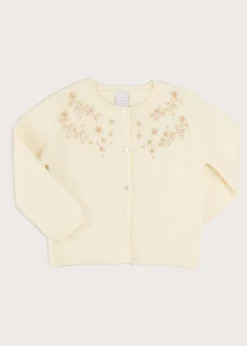 Knitwear & Cardigans | Knitwear & Cardigans | Pepa London Gold Embroidered Cardigan In Cream (12mths-10yrs)