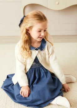 Knitwear & Cardigans | Knitwear & Cardigans | Pepa London Gold Embroidered Cardigan In Cream (12mths-10yrs)