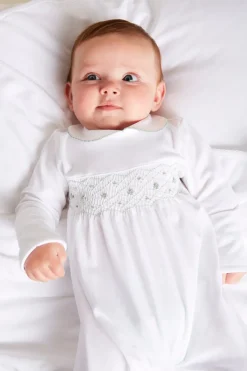 Two-piece Sets | Nightwear | Pepa London Green Hand Smocked Cotton All-in-One (0-18mths)