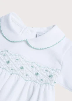 Two-piece Sets | Nightwear | Pepa London Green Hand Smocked Cotton All-in-One (0-18mths)