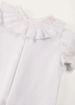 Tops & Blouses | Blouses | Pepa London Hand Smocked Collar Short Sleeve Blouse in White (18mths-6yrs)