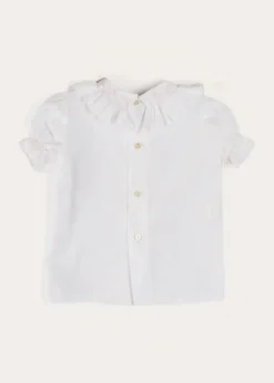 Tops & Blouses | Blouses | Pepa London Hand Smocked Collar Short Sleeve Blouse in White (18mths-6yrs)